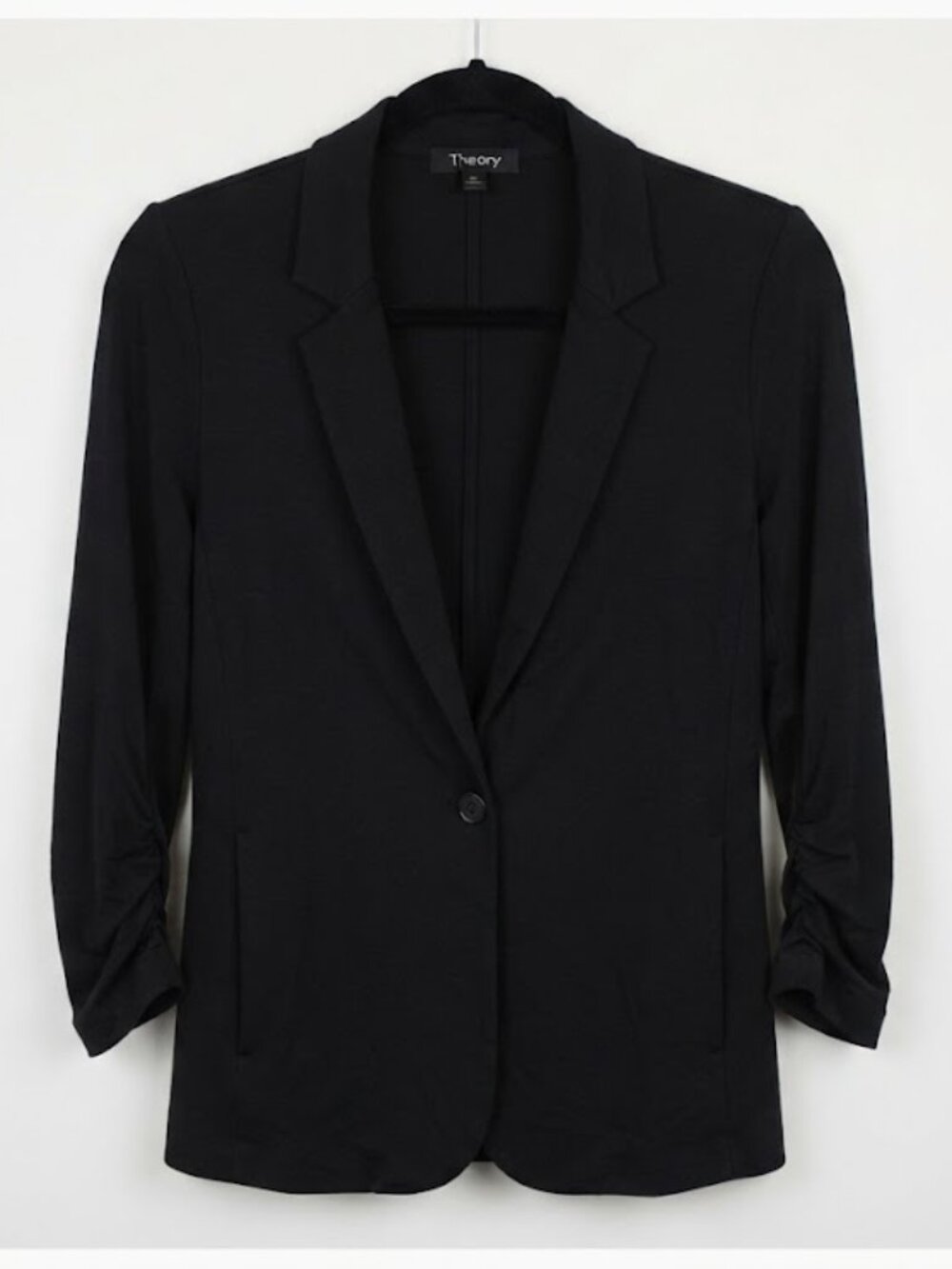 Theory Soft Tailored 3/4 Ruched Sleeve Single Button Blazer M 🖤